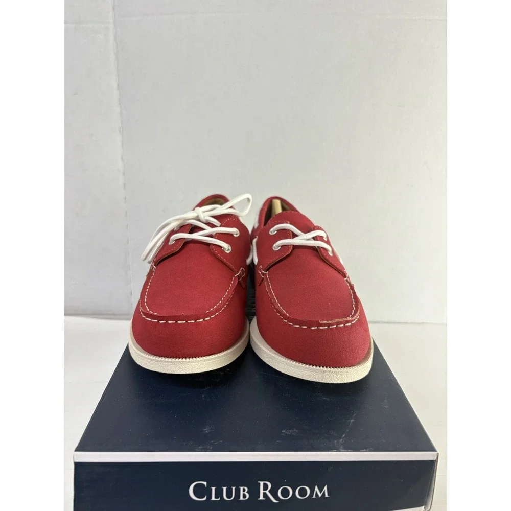 Club Room Men's Red Comfort Elliot Round Toe Lace-Up Boat Shoes Size 7M